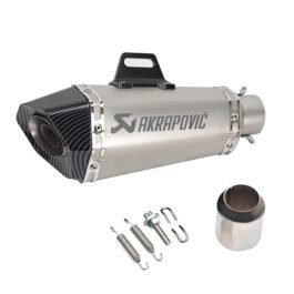 Akrapovic Style Universal Slip On Exhaust Silencer 36-51mm Muffler Pipe for All Motorcycle (Silver Carbon)