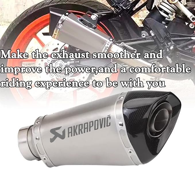 Akrapovic Style Universal Slip On Exhaust Silencer 36-51mm Muffler Pipe for All Motorcycle (Silver Carbon) - Image 2