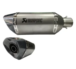 Akrapovic Style Exhaust Sports Triangular Brush Steel Carbon Tip with DB Killer