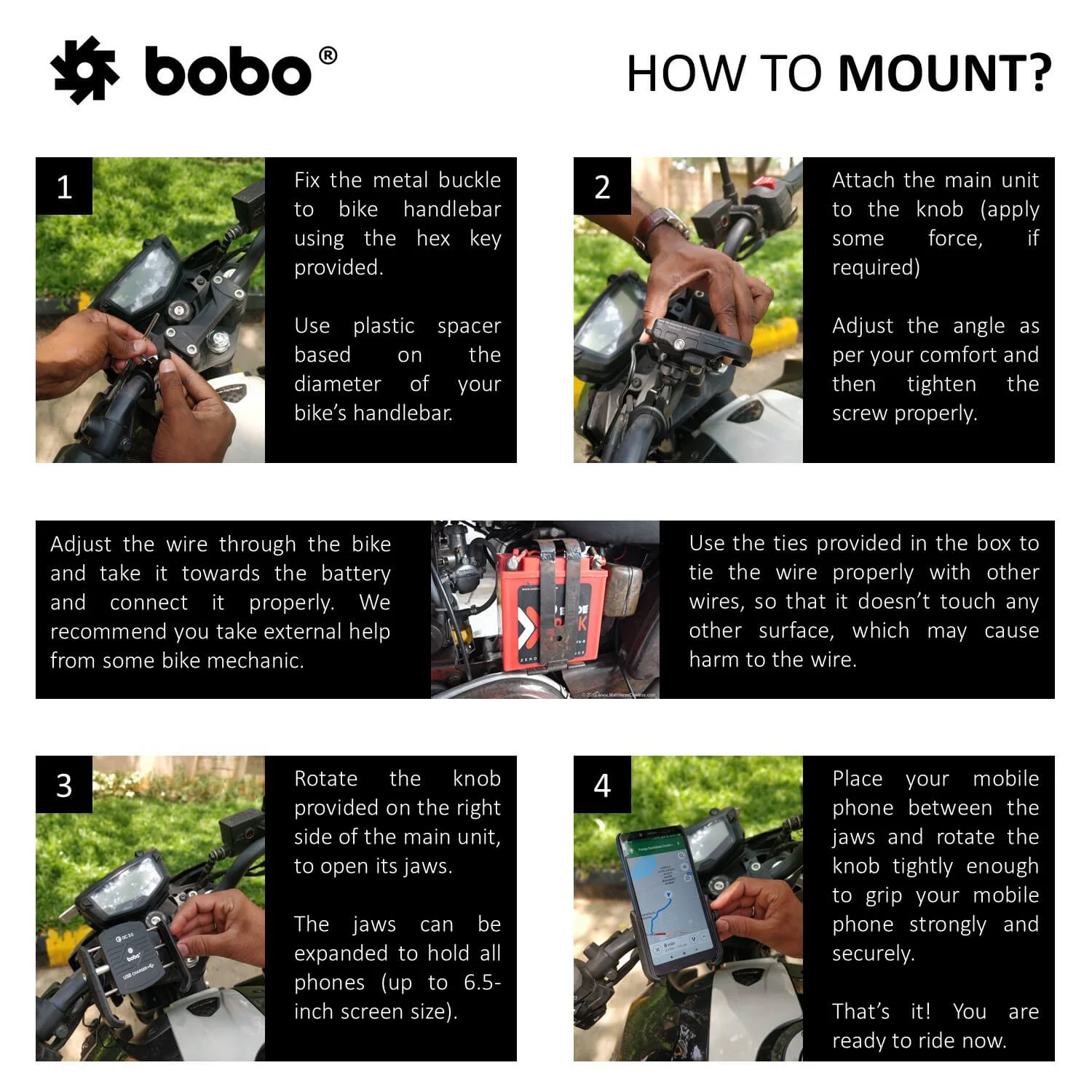 BOBO BM4 Jaw-Grip Bike / Cycle Phone Holder Motorcycle Mobile Mount - Image 6