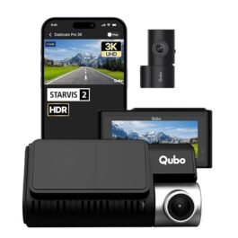 Qubo Car Dashcam Pro 3K with Sony STARVIS 2 IMX675 Sensor | Dual Channel | Hero Group | NightPulse Vision | 5MP UHD Front (140°), 2MP FHD Rear | 3.2″ LCD | Built-in GPS, Wi-Fi, Mic | Up to 1TB Storage