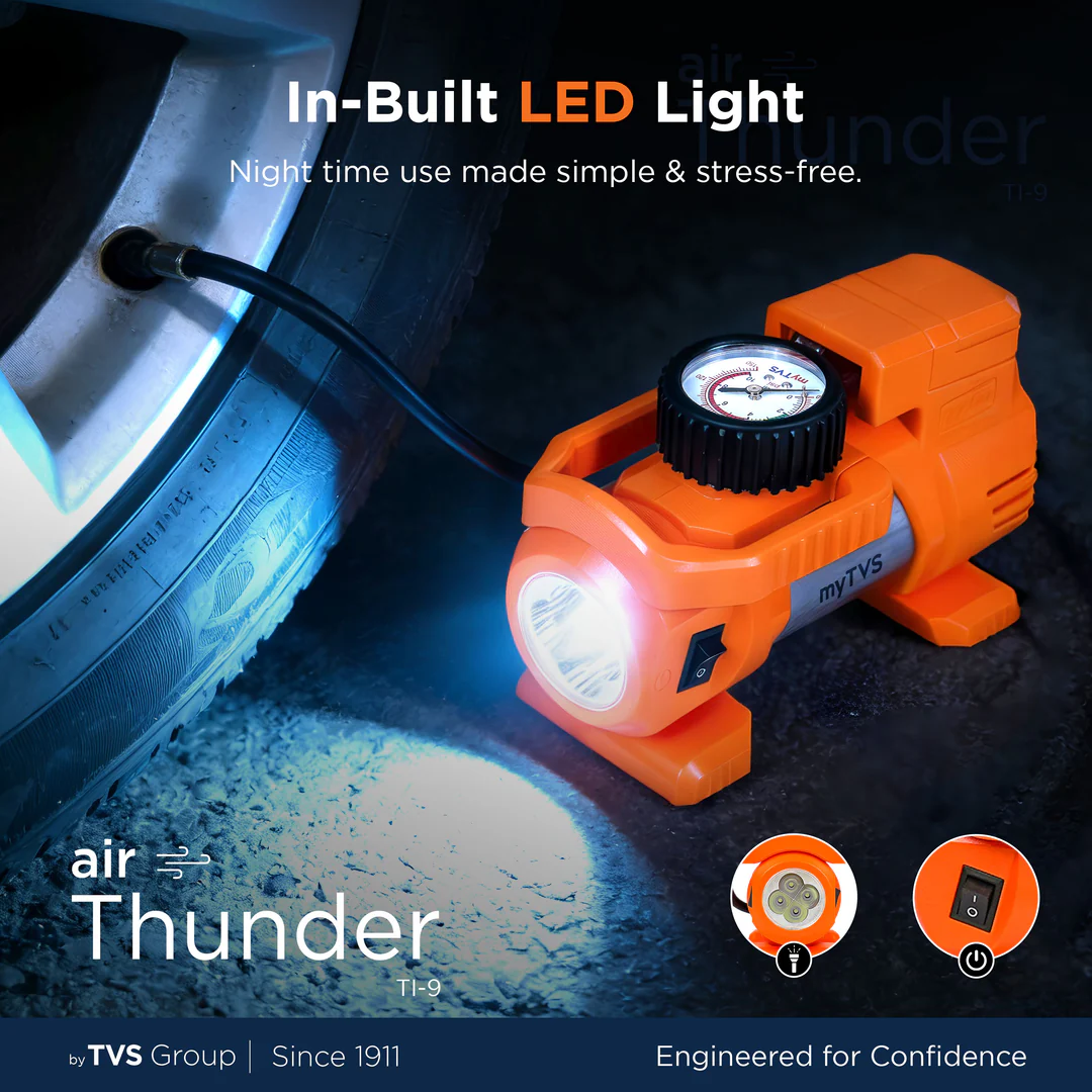 MyTVS TI-9 Air Thunder | Analog Heavy Duty Tyre Infltor For Car 150 Psi - Image 6