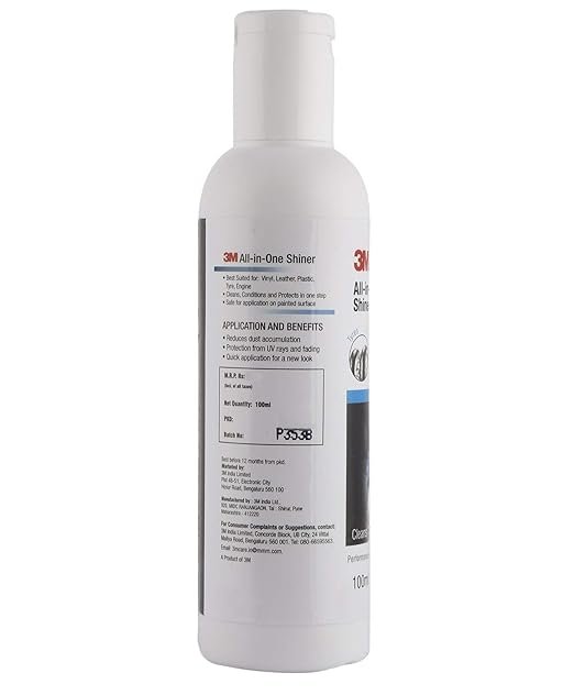 3M All-In-One Shiner, Polish, Easy To Use On The Vehicle Surfaces, Vinyl, Leather, Plastic And Tyres, Cleaning And Brightening The Complete Vehicle (100Ml) - Image 2