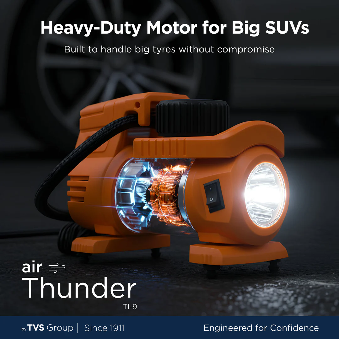 MyTVS TI-9 Air Thunder | Analog Heavy Duty Tyre Infltor For Car 150 Psi - Image 4