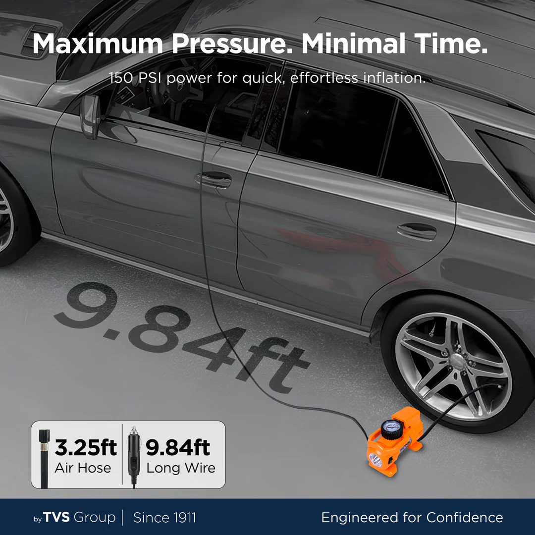 MyTVS TI-9 Air Thunder | Analog Heavy Duty Tyre Infltor For Car 150 Psi - Image 5