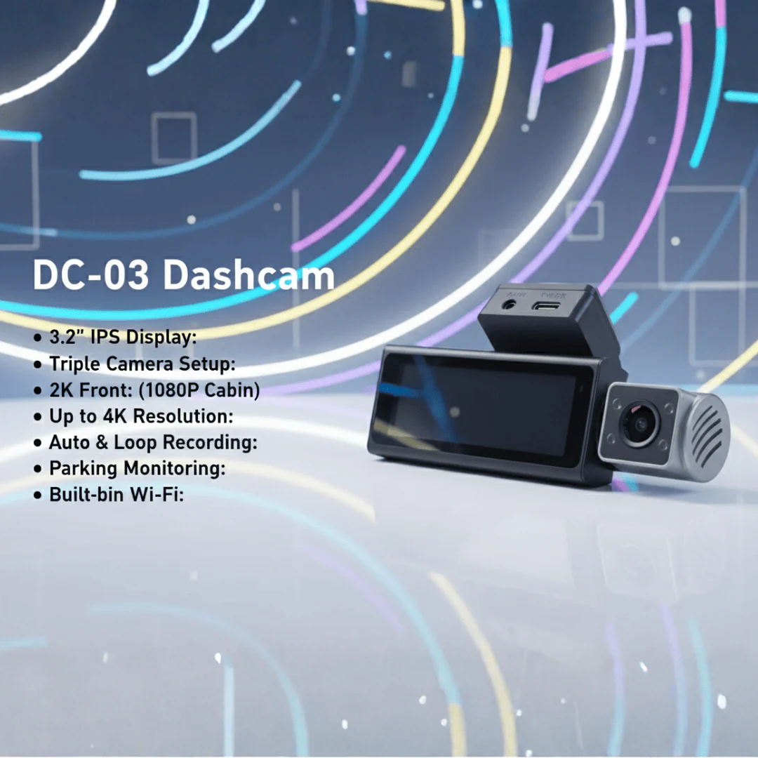 MOCO DC-03 Triple-Camera Dashcam 4K (2K+1K+1K) Wifi With Mobile App Control - Image 11
