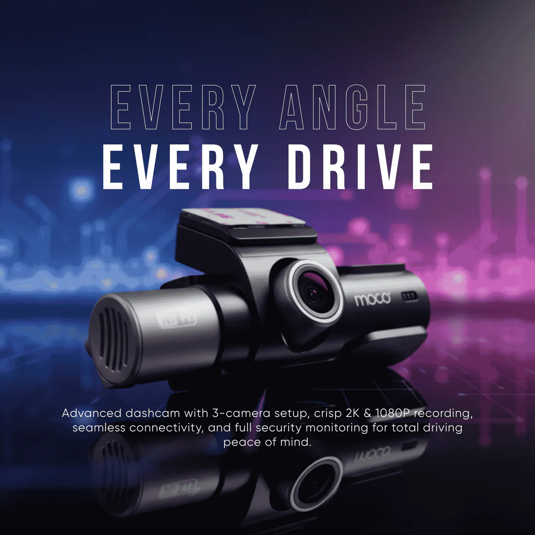 MOCO DC-03 Triple-Camera Dashcam 4K (2K+1K+1K) Wifi With Mobile App Control - Image 10