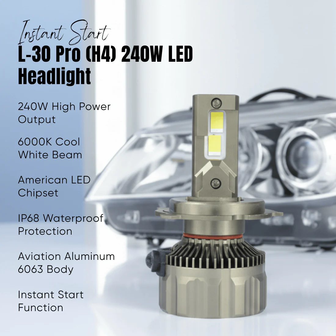 MOCO 300W Led Light Hi/Low Beam (H4/H19) 1 Pair (2N) - Image 2