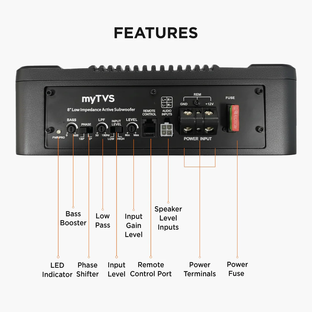 MyTVS 8" Slim Underseat Subwoofer VXSW-8 | Vibe X Series - Image 5