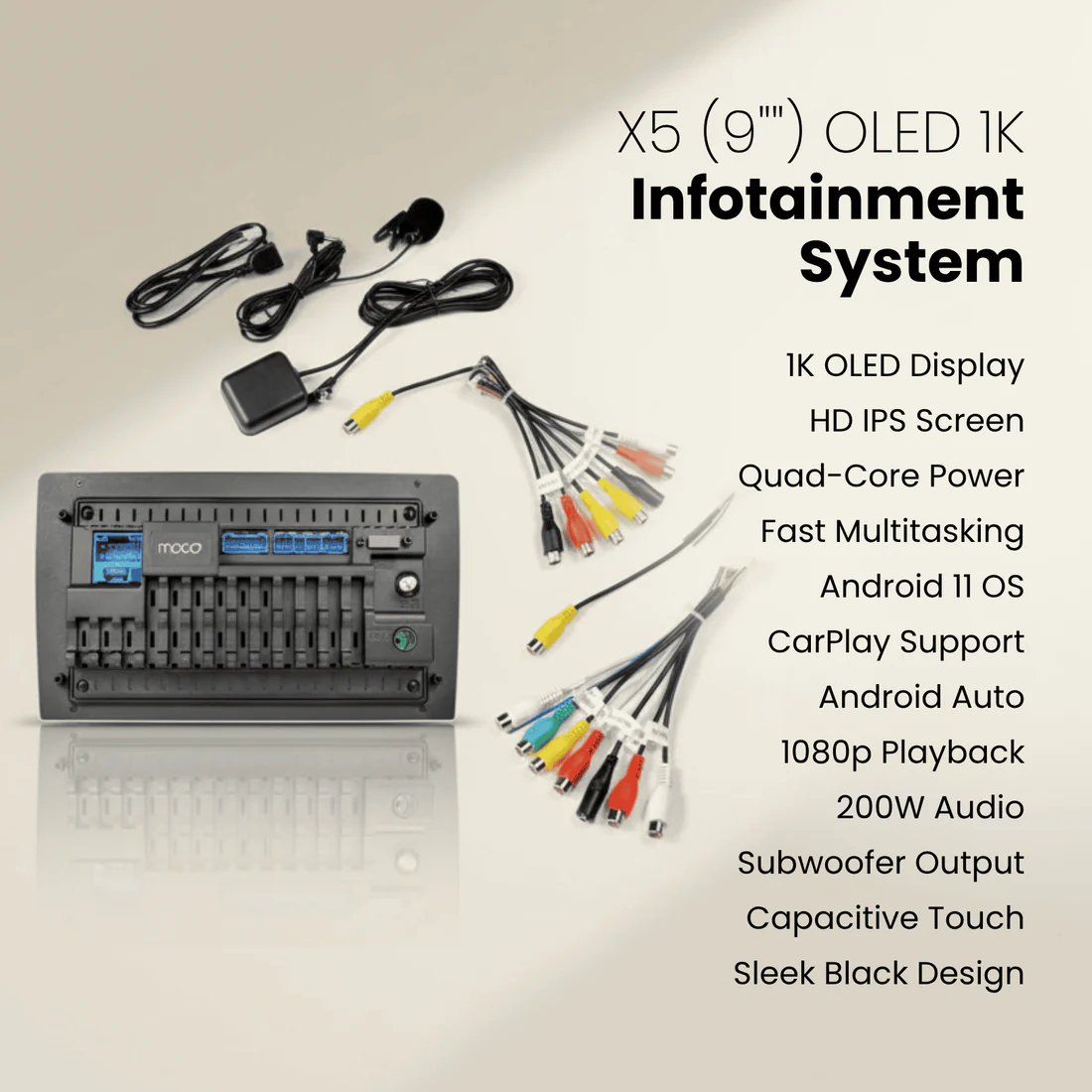 MOCO X5 (9") OLED 1K Infotainment System | 4GB + 64GB With Android Auto / Apple Car Play - Image 8